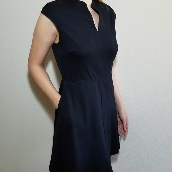 New York & Company NYC Black Dress Sleeveless Cap Sleeve Pockets Cotton Medium - Picture 7 of 8